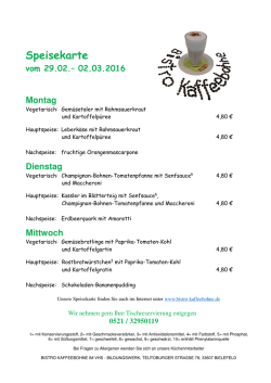 Bistro-Kaffeebohne Speisekarte