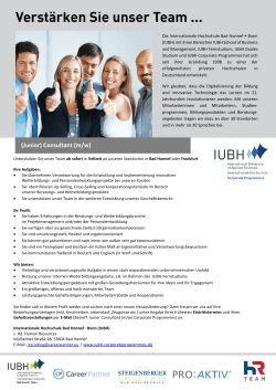 (Junior) Consultant (m/w) Manager (m/w) - Offene Stelle