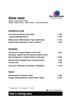 dinner menu - 25hours Hotels