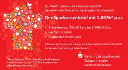 Die Sparkasse gratuliert herzlich zur