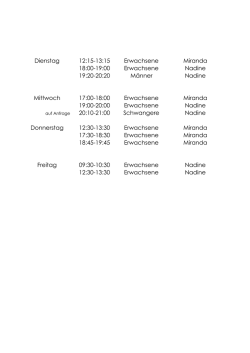 Dienstag 12:15-13:15 Erwachsene Miranda 18:00-19