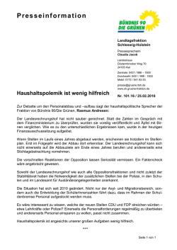 Haushaltspolemik ist wenig hilfreich