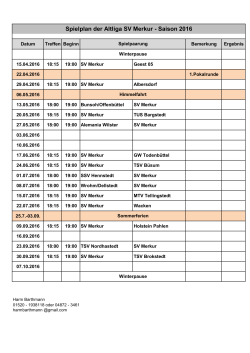 Spielplan der Altliga SV Merkur