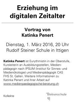 Erziehung im digitalen Zeitalter - Rudolf Steiner Schule Bern und