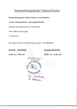 Dressurlehrgang im M&auml;rz bei Tatiana Paulun - RUF