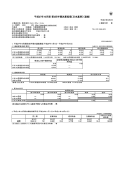 平成27年10月期 第3四半期決算短信〔日本基準〕（連結）