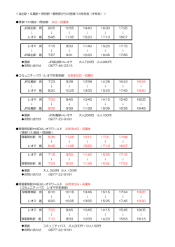 ＜坂出駅・丸亀駅・岡田駅・栗熊駅からの路線バス時刻表（※有料）＞ 琴