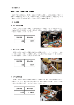 実施回数 参加人数 2回 144人 実施回数 参加人数 8回 460人 実施