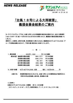｢台風18号による大雨被害」 義援金募金結果のご案内