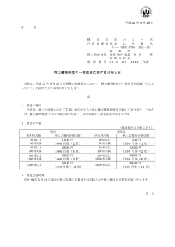 株主優待制度の一部変更に関するお知らせ（72.3KB）