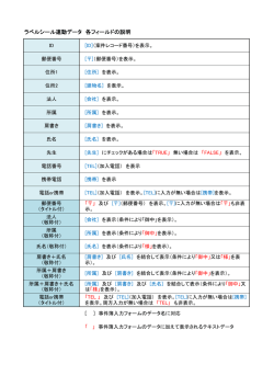 ラベルシール連動データ 各フィールドの説明