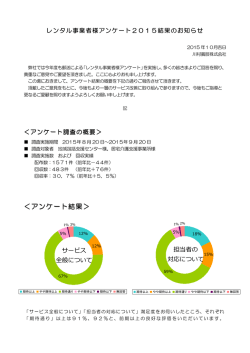 レンタル事業者さまアンケート結果のお知らせ（2015年8月実施）