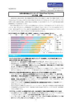 世界の都市総合力ランキング「Global Power City Index」 2015 年版 発表