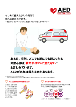 ある日、 突然` どこでも誰にでも起こりえる 突然,〔`停止 救命率は5%に