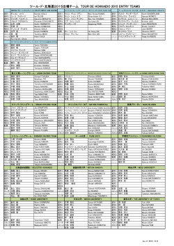 出場選手一覧（9月8日現在）