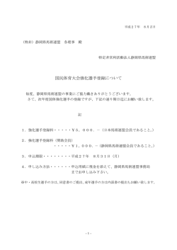 H27国体強化選手登録依頼