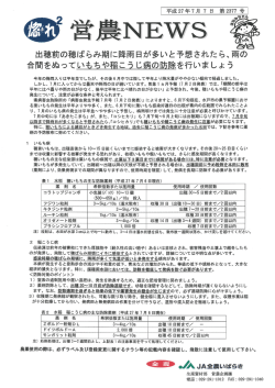 出穂前の穂ばらみ期に降雨日が多いと予想されたら、雨 合間をぬってい