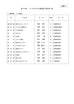 別紙1 第46回 JX-ENEOS童話賞入賞作品一覧 《一般の部 13作品》