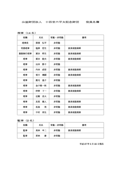 公益財団法人 十四世六平太記念財団 役員名簿