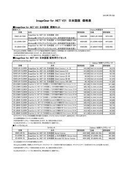 ImageGear for .NET V21 日本語版 価格表