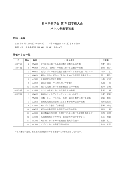 日本宗教学会 第 74 回学術大会 パネル発表要旨集