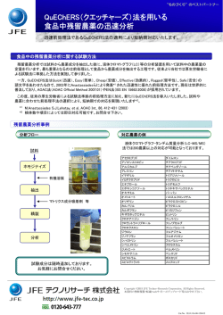 QuEChERS（クエッチャーズ）法を用いる 食品中残留農薬の迅速分析
