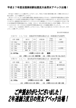 平成27年度全国高校駅伝競走大会男女アベック出場！