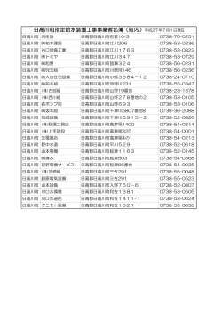 日高川町指定給水装置工事事業者名簿（町内）平成27