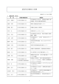 認定社会福祉士名簿 - 日本社会福祉士会