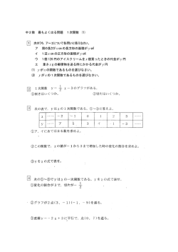 中2数 最もよく出る問題 1次関数 ⑴ 1 次のうち，ア～エ