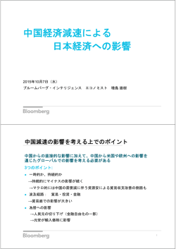 中国経済減速による 日本経済への影響