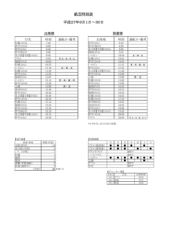 航空時刻表 平成27年9月1日～30日