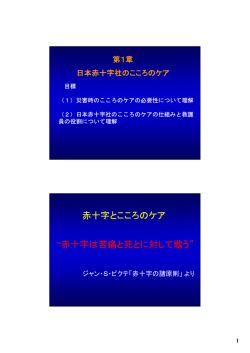 赤十字とこころのケア &ldquo;赤十字は苦痛と死とに対して戦う&rdquo; 赤十字は苦痛と