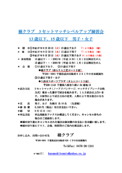 楠クラブ 3 セットマッチレベルアップ練習会 13 歳以下