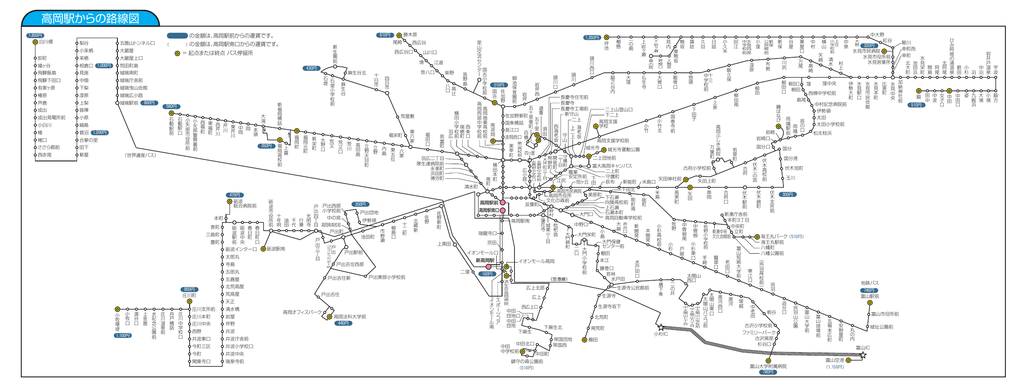新 高岡駅周 高岡駅からの路線図