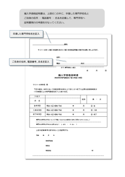 卒業した専門学校名を記入 ご自身の住所、電話番号