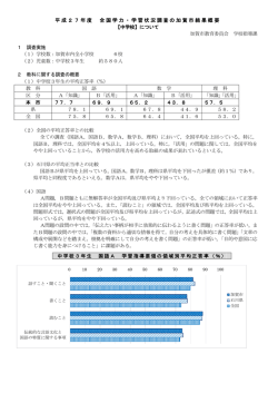 平成27年度 全国学力・学習状況調査の加賀市結果