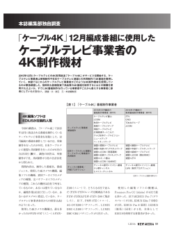 ケーブルテレビ事業者の 4K制作機材