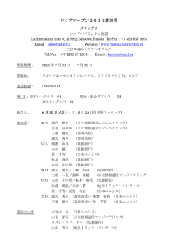 ロシアオープン2015参加者