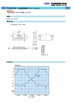 Duplexer 半同軸型誘電体フィルタ Duplexer 参考仕様 ご要求仕様に