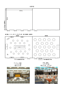 円卓（着席） レイアウト例 最大25卓 250名 白鳳半室 ブッフェ（立食