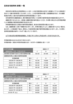 区民住宅使用料（家賃）一覧