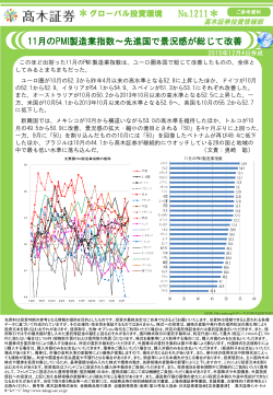 11月のPMI製造業指数〜先進国で景況感が総じて改善(2015/12/4作成)