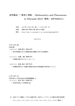 Mathematics and Phenomena in Miyazaki 2015（略称：MPM2015）」