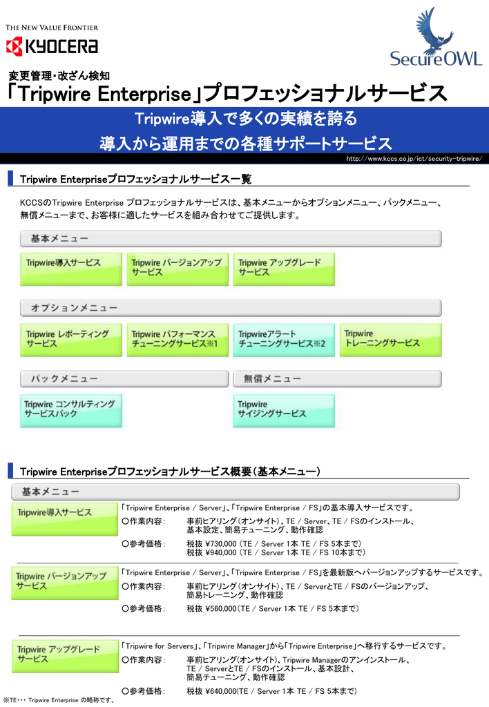 Tripwire Enterprise プロフェッショナルサービス