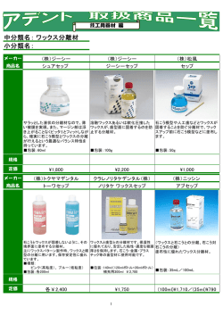中分類名： 小分類名： ワックス分離材