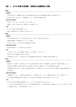 （附）1．2016 年度入学試験 各教科の出題傾向と対策
