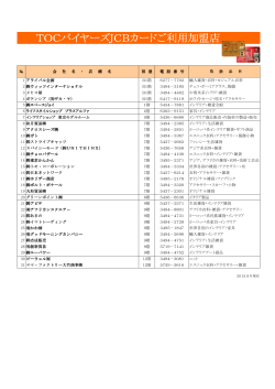 TOCバイヤーズJCBカードご利用加盟店