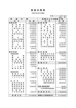 貸 借 対 照 表 資 産 の 部 負 債 お よ び 純資