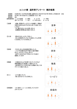 ユニット棟 退所者アンケート 集計結果 食事 入浴 排泄 職員 リハビリ 家庭的